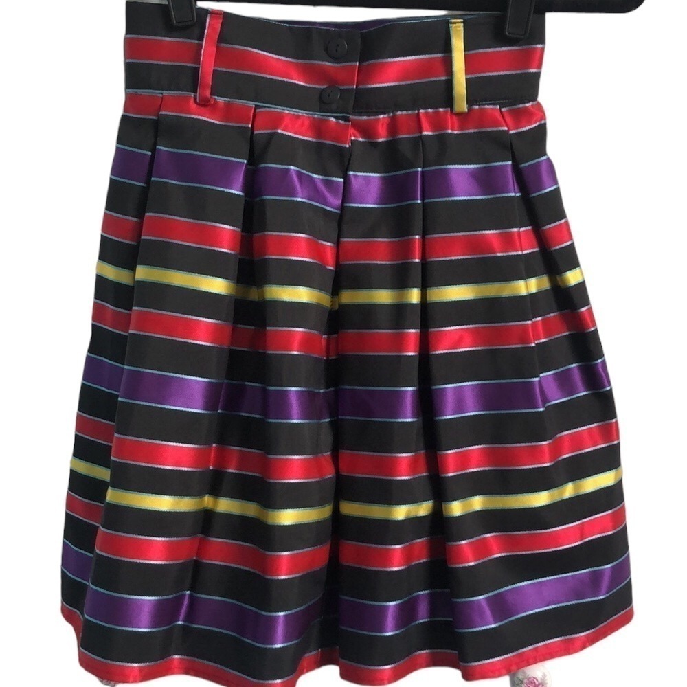 Vintage Striped Rainbow Mini Skirt Fits XS Bought In Italy 1980s - Picture 2 of 8